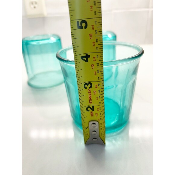 Set of 3 Luminarc Working 500 ML Aqua Teal Tumblers 10-panel Made in France - Picture 5 of 6